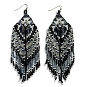 Long Beaded Drop Earrings Featuring Tassel Accents