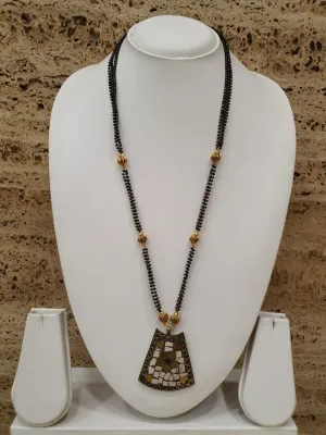 Long Mangalsutra Designs Gold Plated Latest Tibetan Multicolor Brass Pendant 24 Inches Mangalsutra
