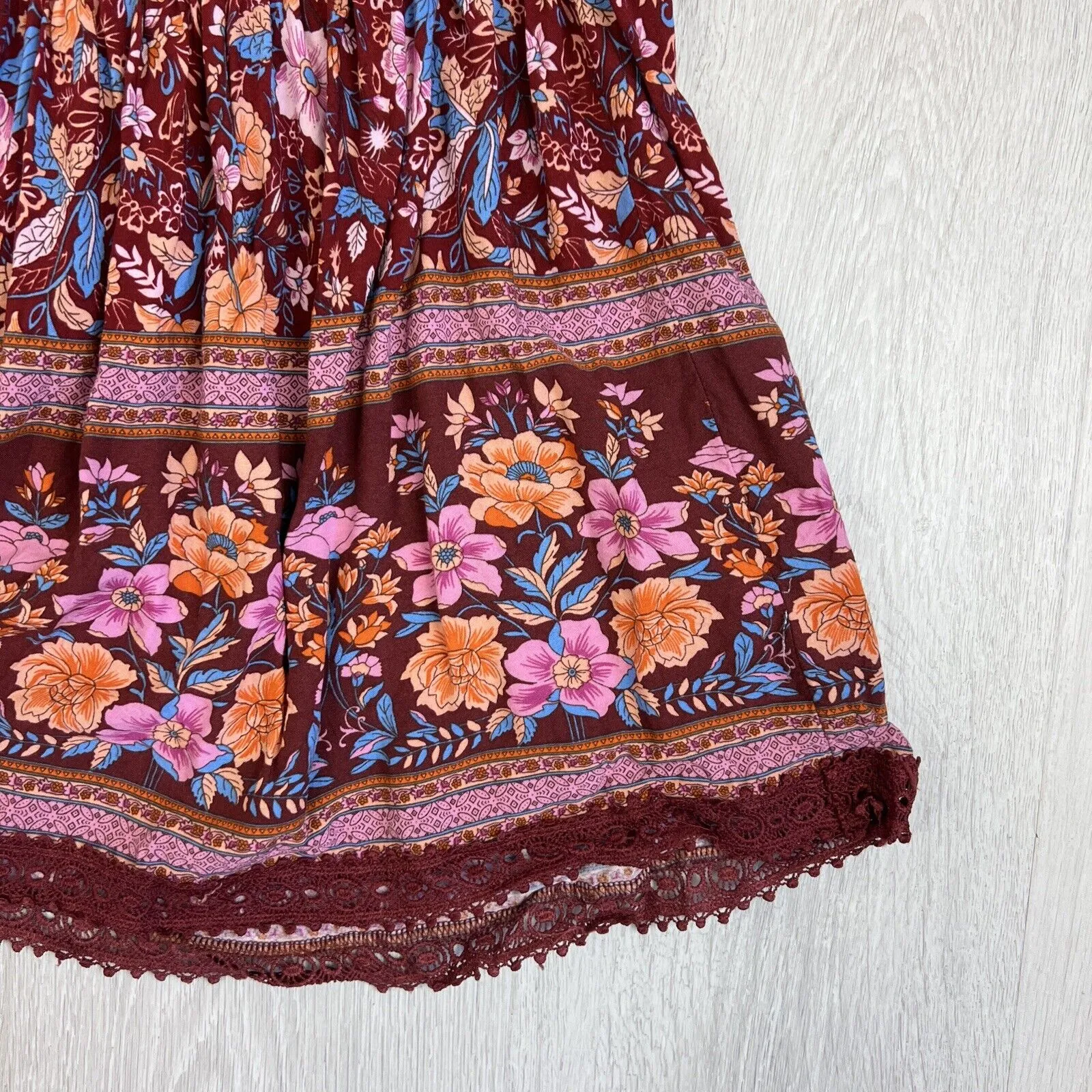 Lorraine Womens Red Boho Floral Pattern Midi Dress Size 12