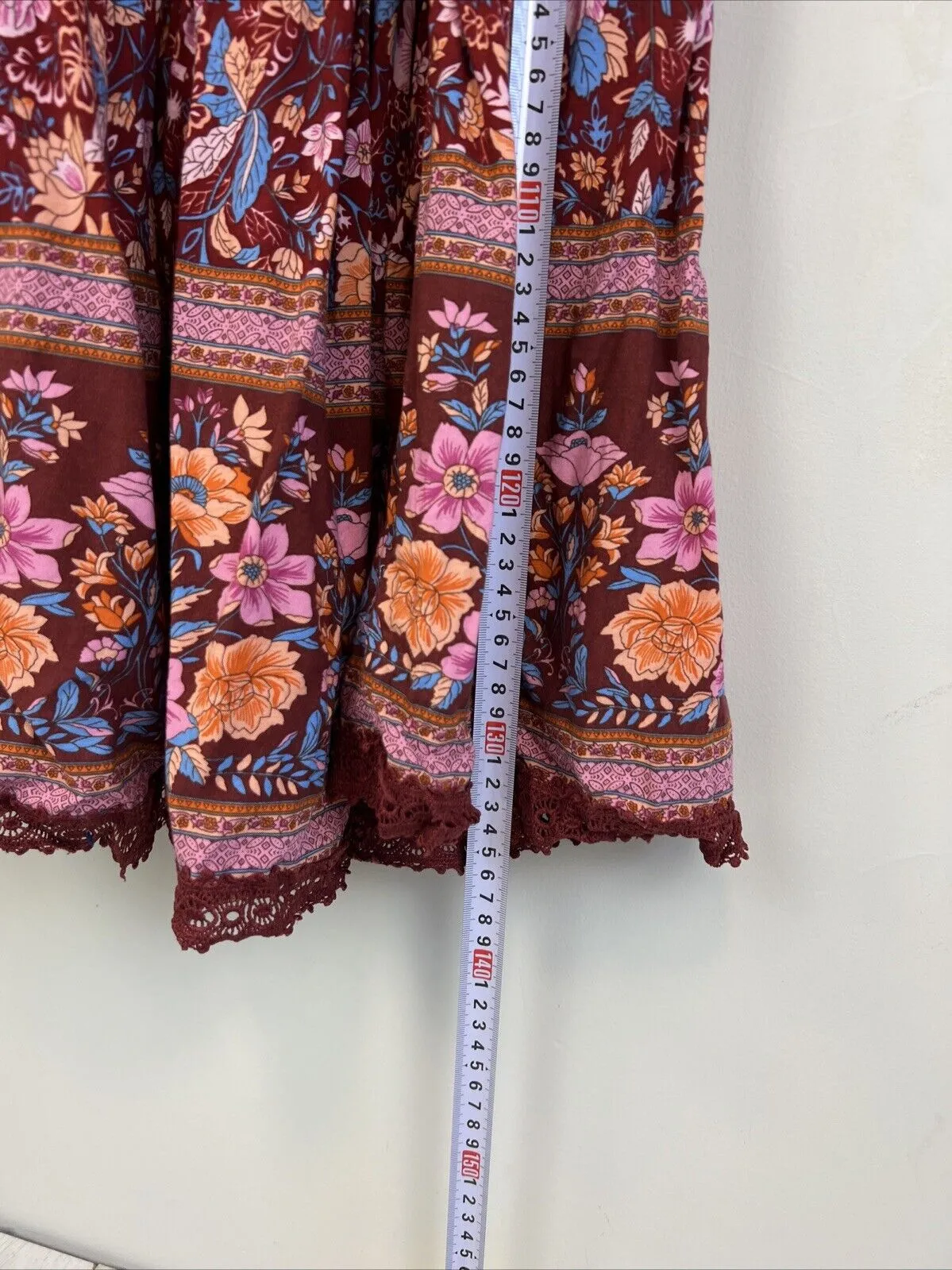 Lorraine Womens Red Boho Floral Pattern Midi Dress Size 12