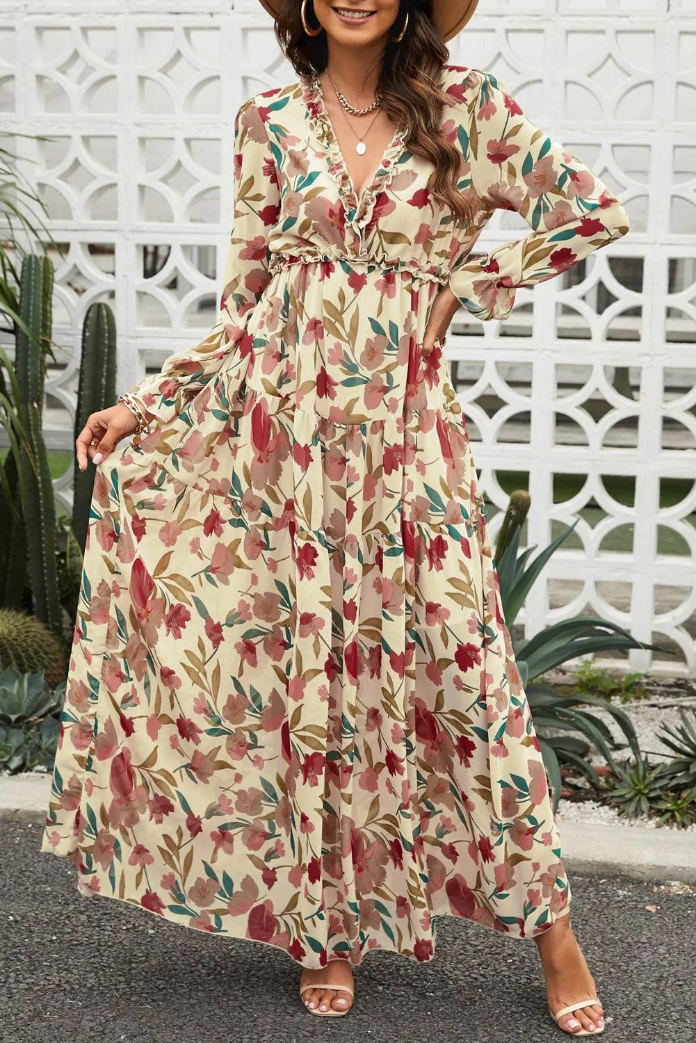 Lotus Ruffle Tiered Maxi Gown