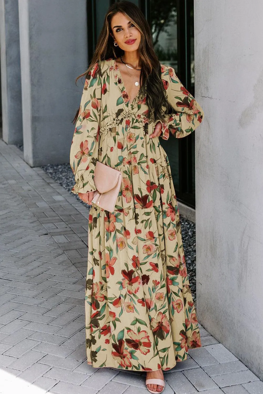 Lotus Ruffle Tiered Maxi Gown