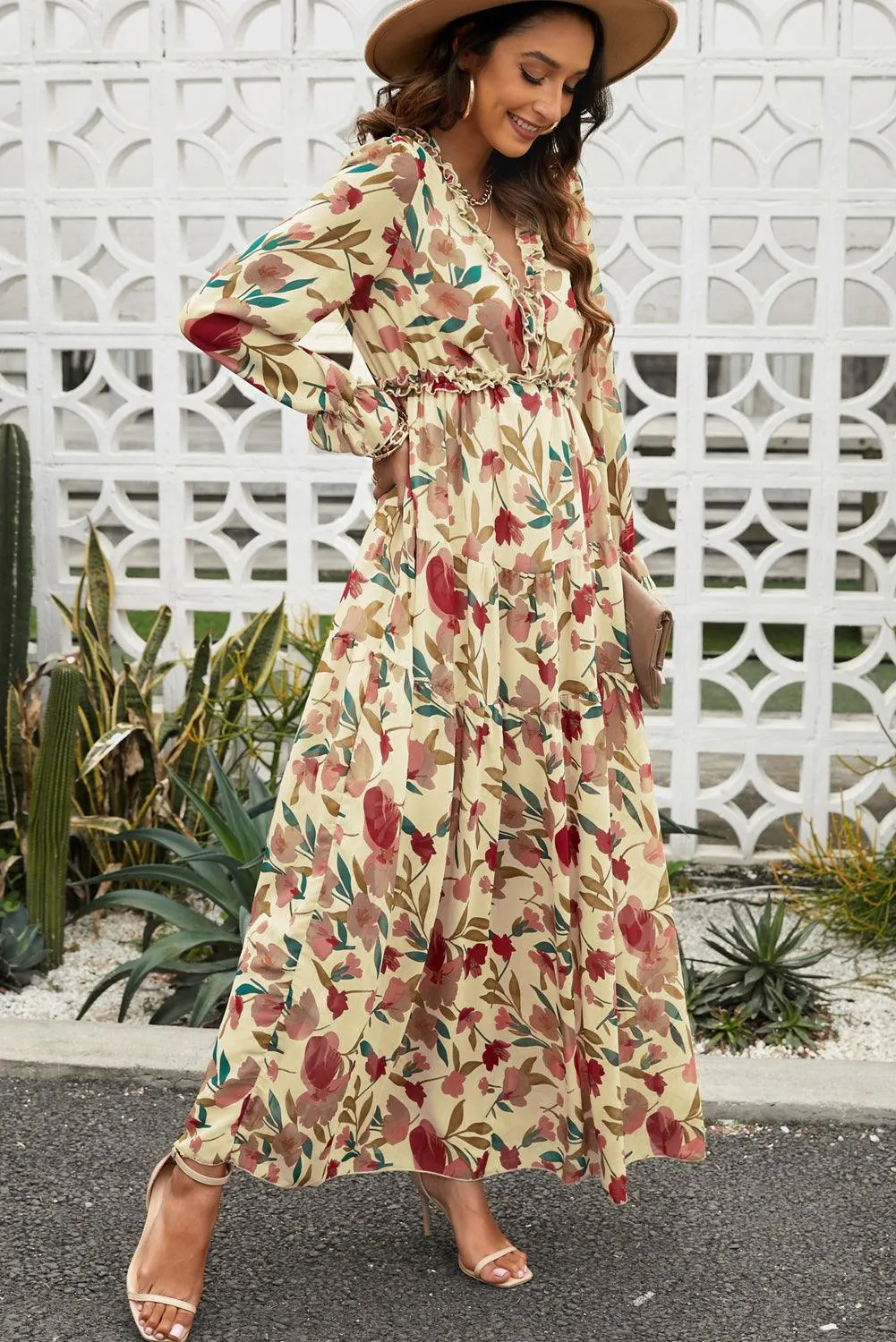 Lotus Ruffle Tiered Maxi Gown