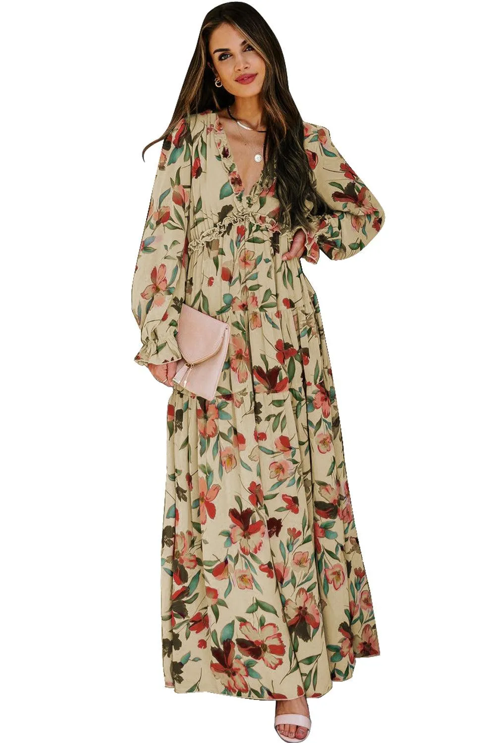 Lotus Ruffle Tiered Maxi Gown