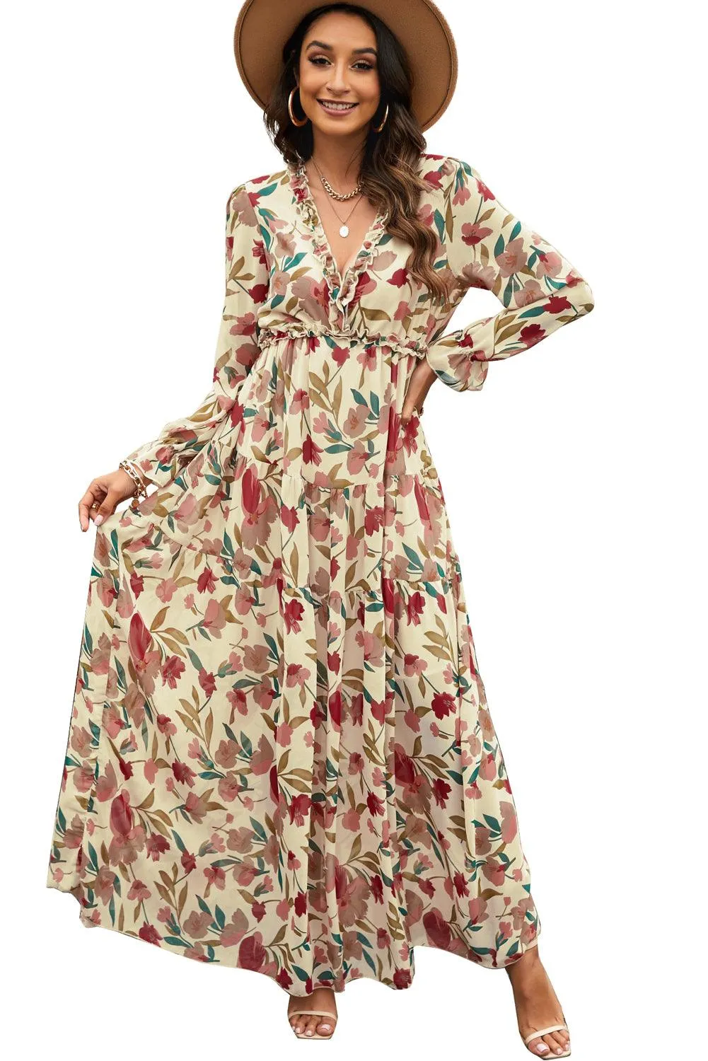 Lotus Ruffle Tiered Maxi Gown