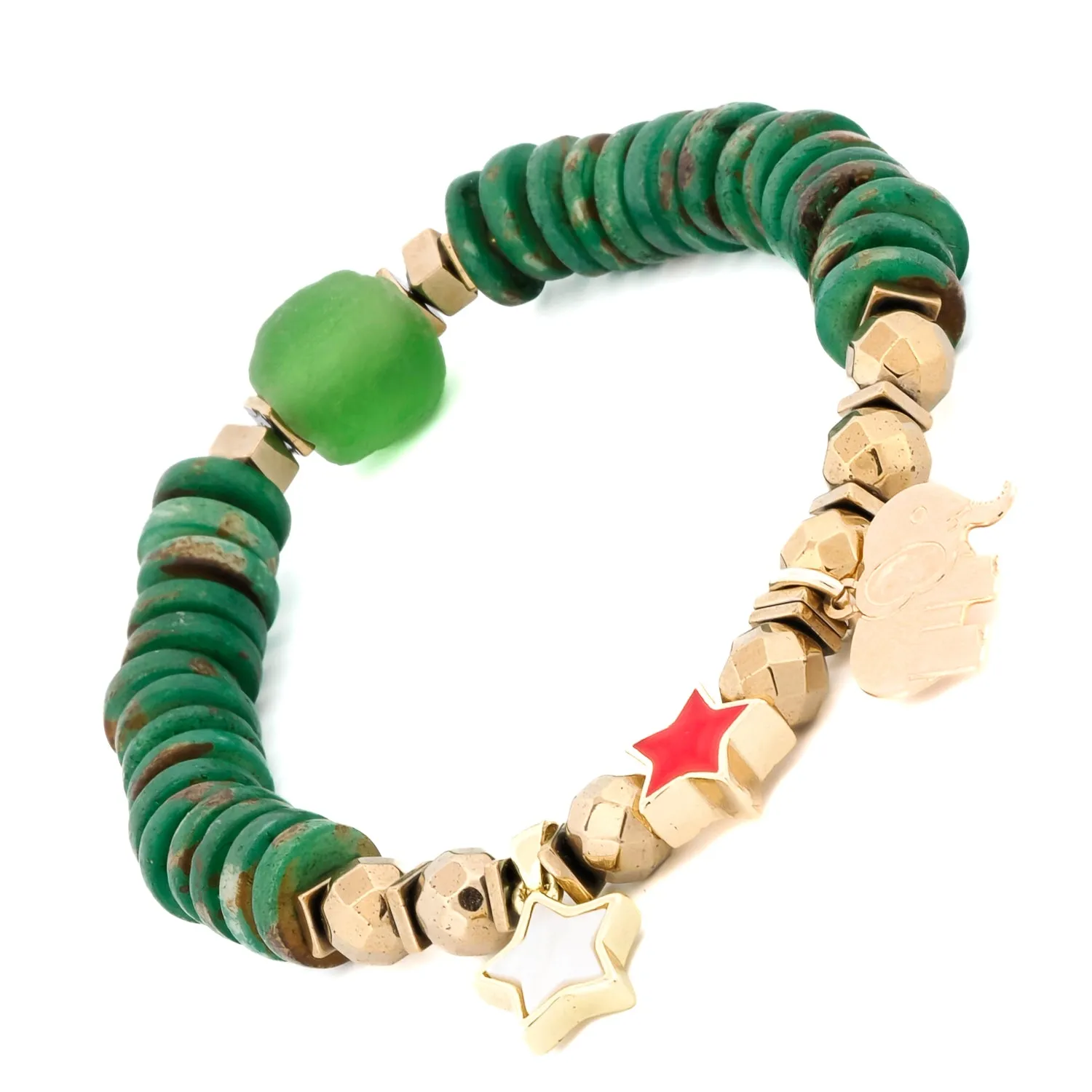 Lucky Charms Elephant & Star Christmas Bracelet