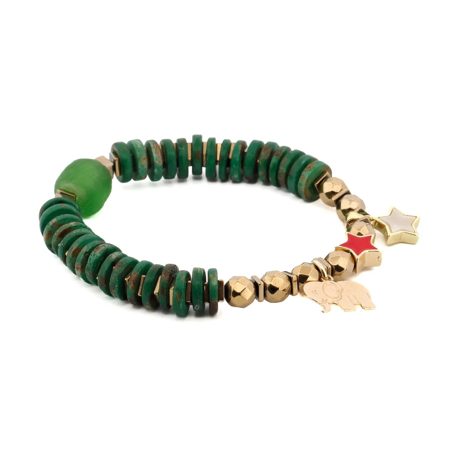 Lucky Charms Elephant & Star Christmas Bracelet