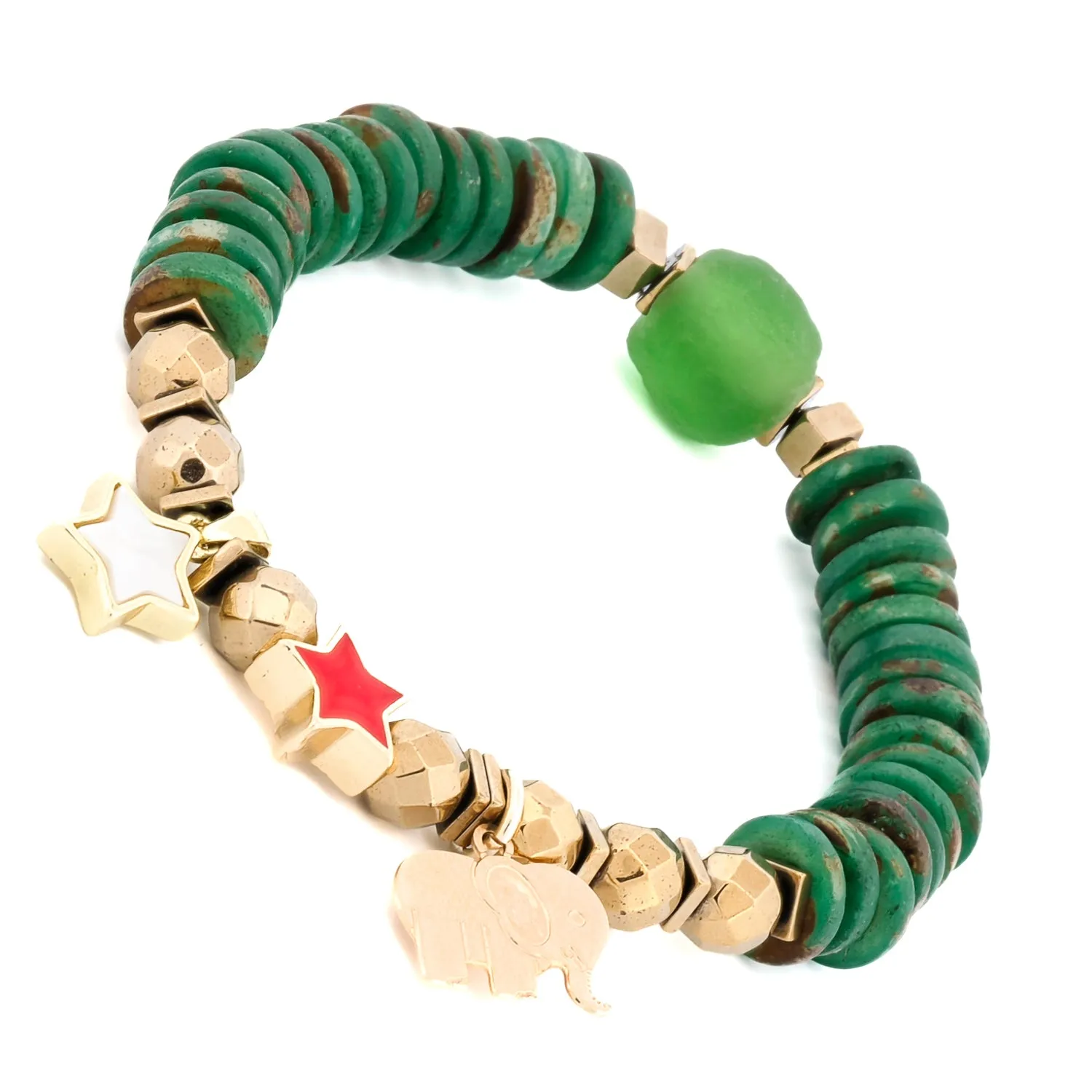 Lucky Charms Elephant & Star Christmas Bracelet