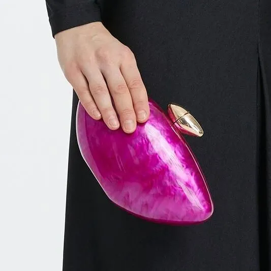 Luxury Acrylic Rose Shell Clutch