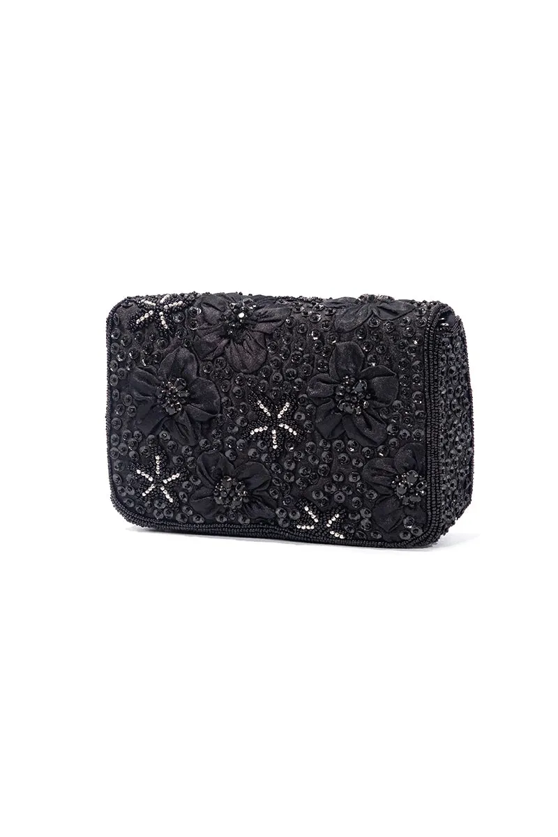 Luxury Beaded Floral Clutch
