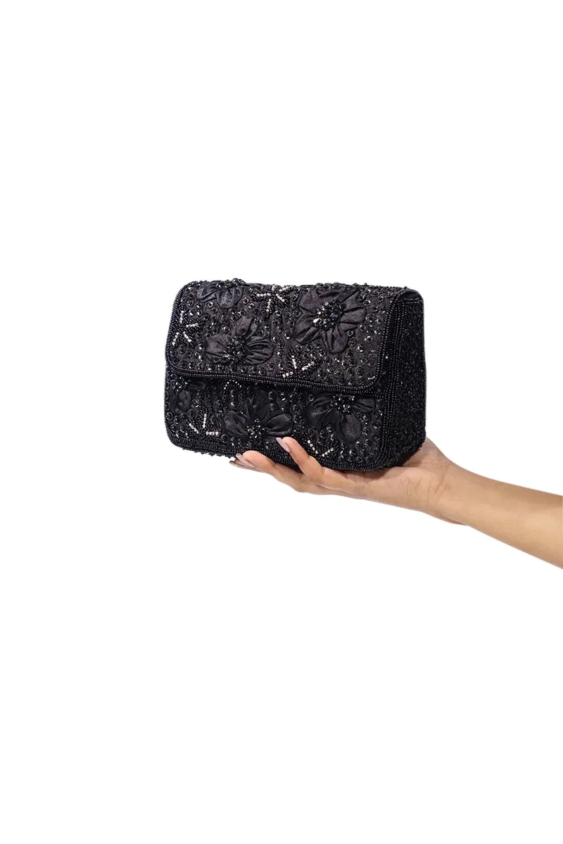 Luxury Beaded Floral Clutch