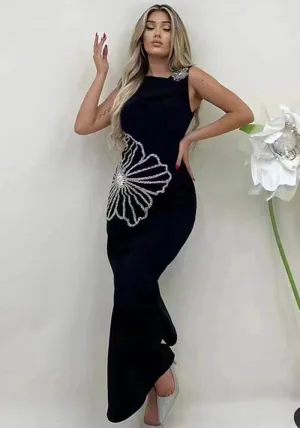 Luxury Rhinestone Embellished Sleeveless Bandage Evening Dress