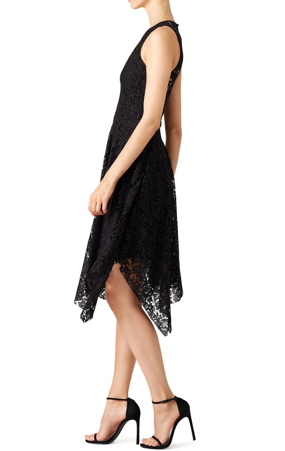 MACloth Straps O Neck Hi-Lo Lace Cocktail Formal Gown Little Black Dress