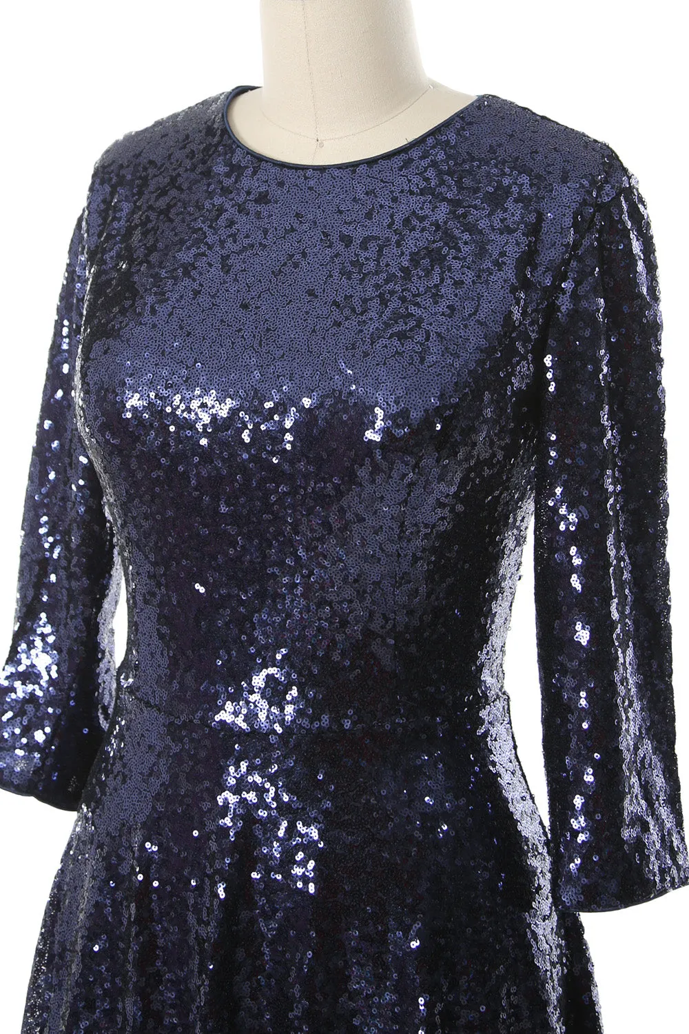 MACloth Women 3/4 Sleeves Sequin Evening Gown Vintage Mother of The Bride Dress