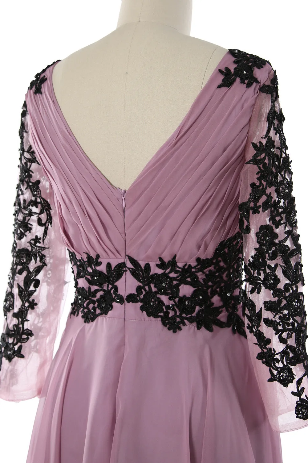 MACloth Women Long Sleeve Formal Evening Gown V Neck Mother of The Bride Dress