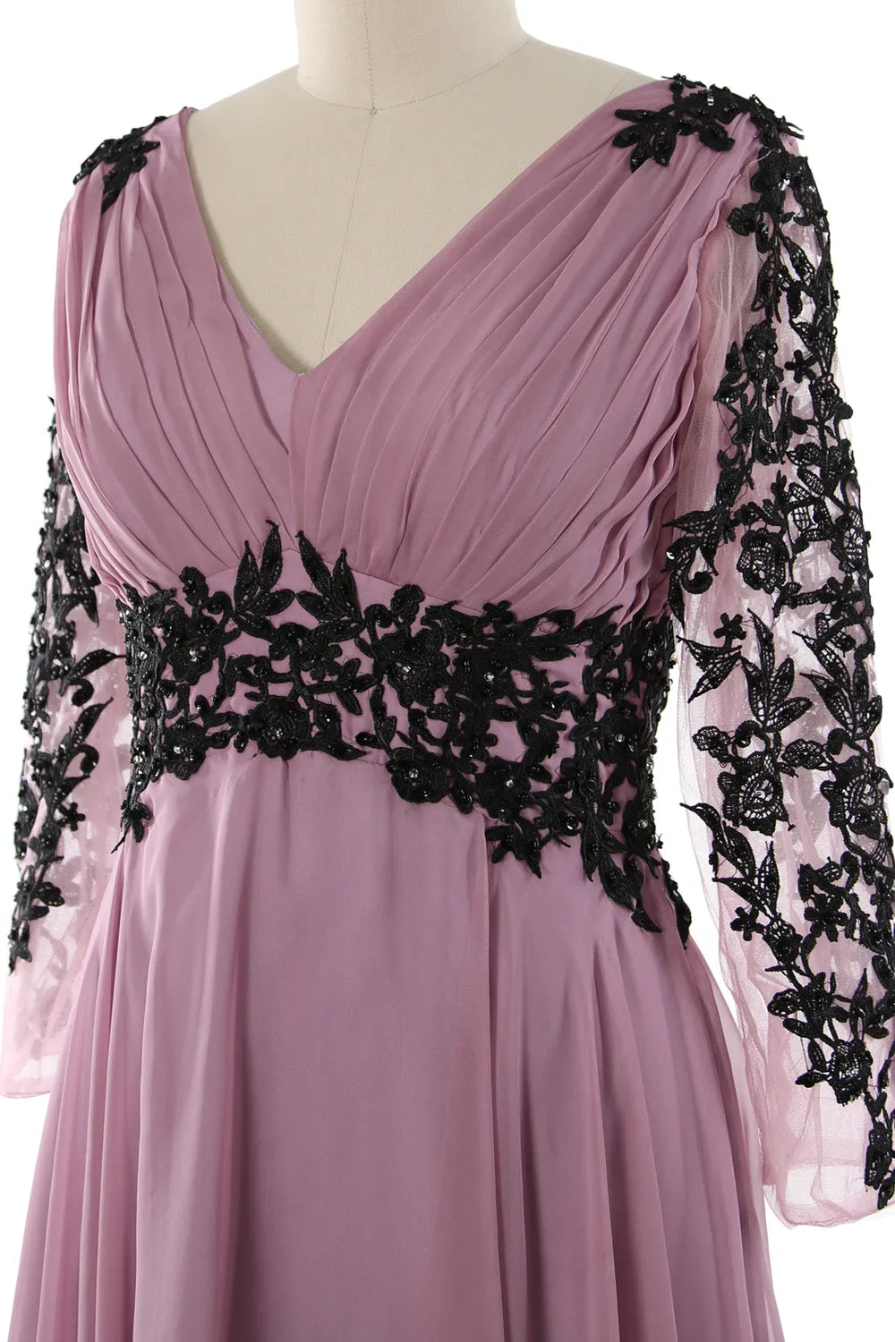 MACloth Women Long Sleeve Formal Evening Gown V Neck Mother of The Bride Dress
