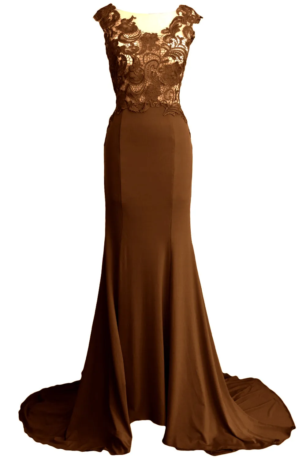 MACloth Women Mermaid Long Prom Dress 2017 Lace Jersey Formal Party Evening Gown