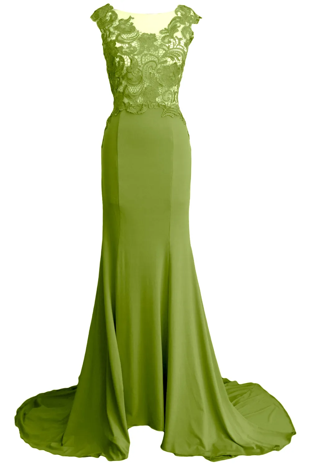 MACloth Women Mermaid Long Prom Dress 2017 Lace Jersey Formal Party Evening Gown