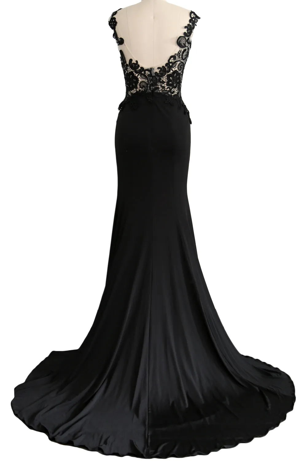 MACloth Women Mermaid Long Prom Dress 2017 Lace Jersey Formal Party Evening Gown