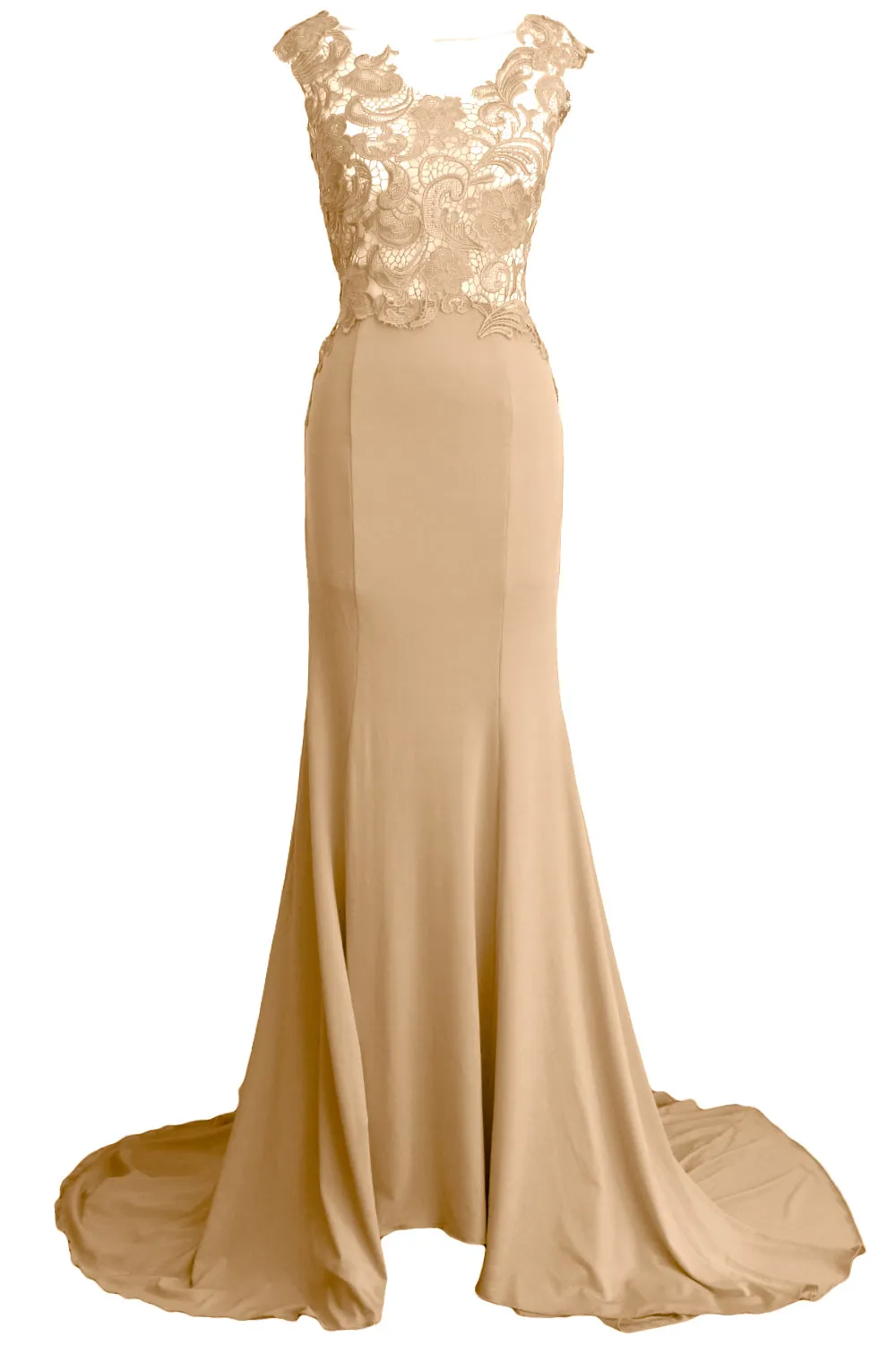 MACloth Women Mermaid Long Prom Dress 2017 Lace Jersey Formal Party Evening Gown