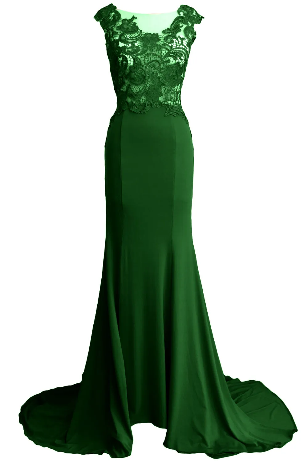 MACloth Women Mermaid Long Prom Dress 2017 Lace Jersey Formal Party Evening Gown