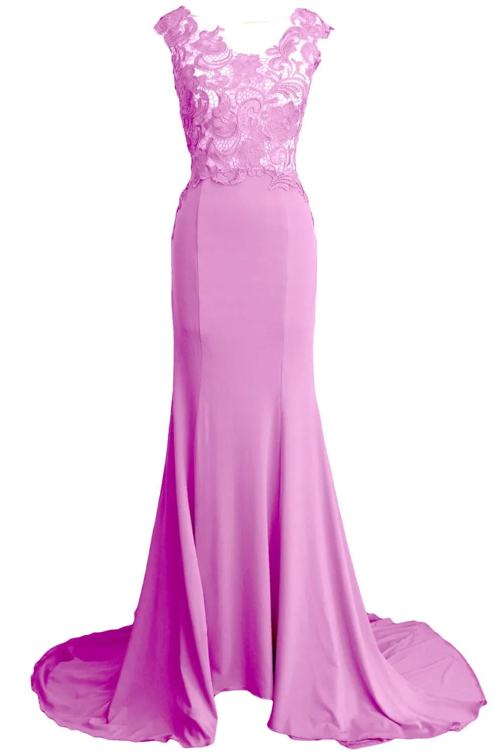 MACloth Women Mermaid Long Prom Dress 2017 Lace Jersey Formal Party Evening Gown