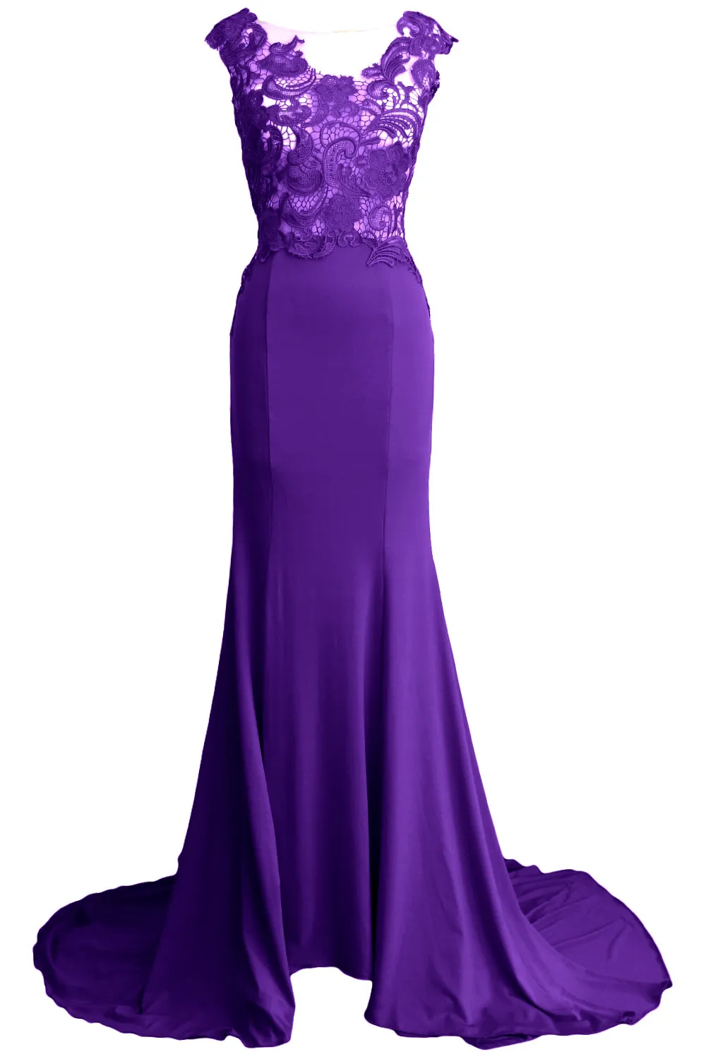 MACloth Women Mermaid Long Prom Dress 2017 Lace Jersey Formal Party Evening Gown