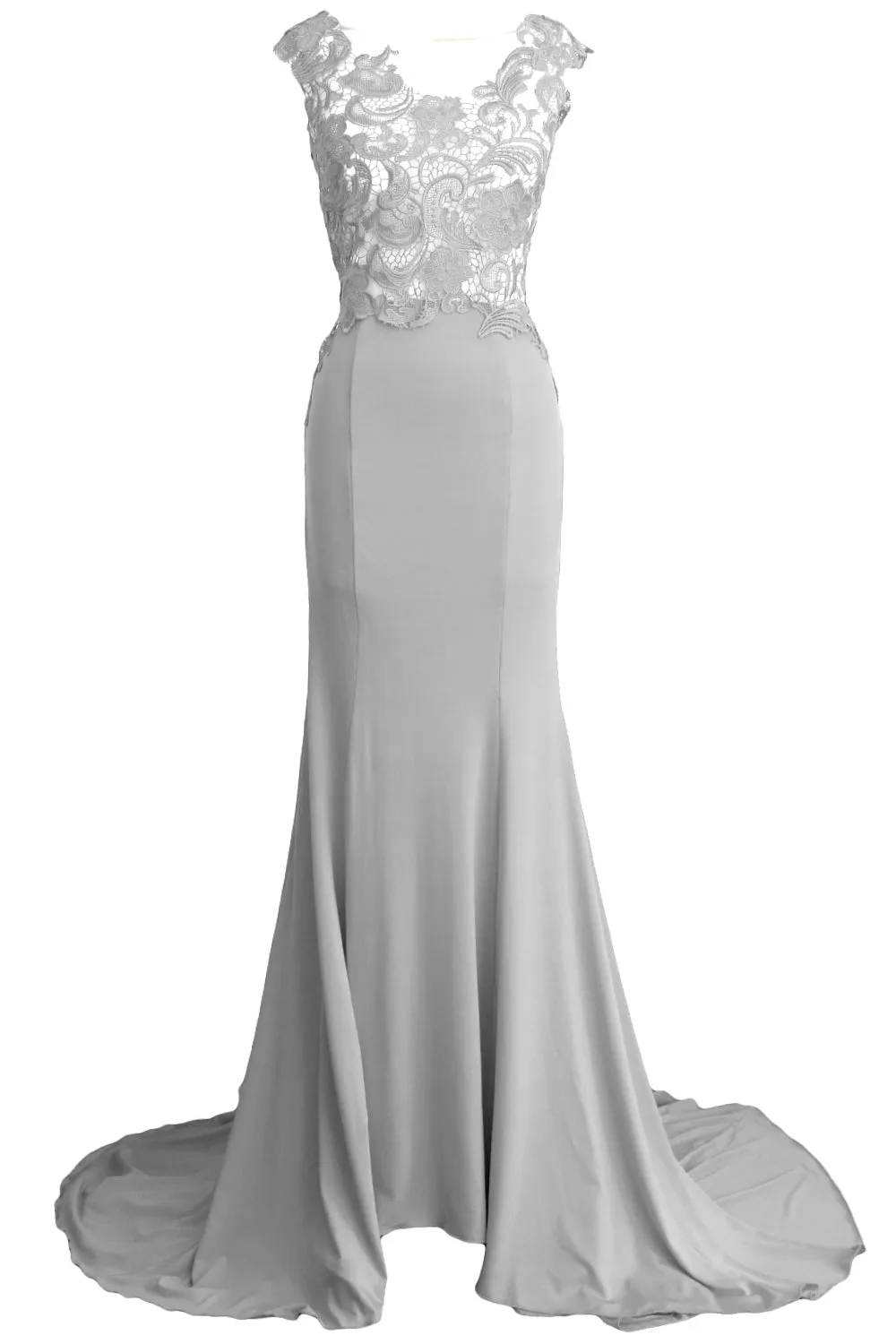 MACloth Women Mermaid Long Prom Dress 2017 Lace Jersey Formal Party Evening Gown