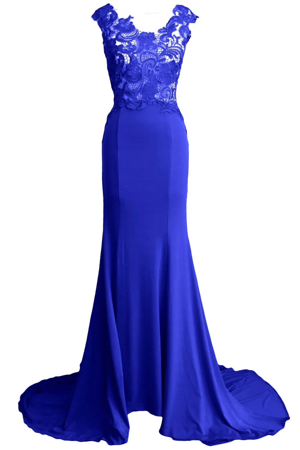 MACloth Women Mermaid Long Prom Dress 2017 Lace Jersey Formal Party Evening Gown