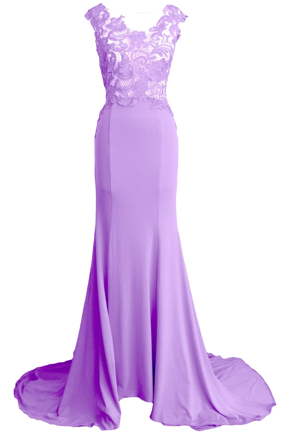 MACloth Women Mermaid Long Prom Dress 2017 Lace Jersey Formal Party Evening Gown