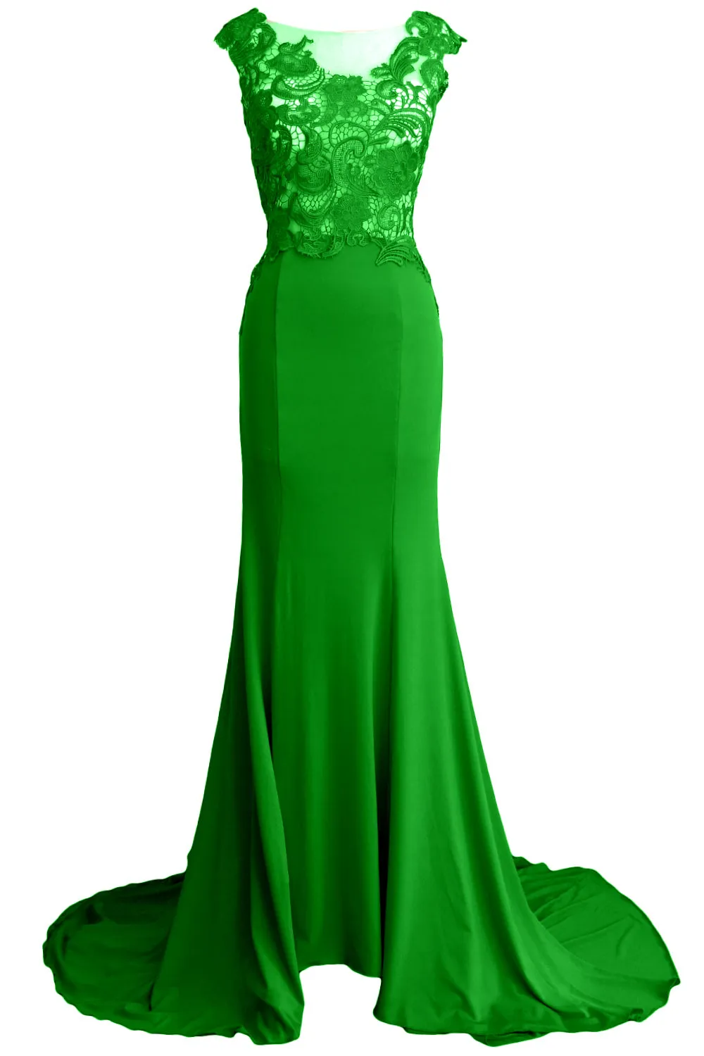 MACloth Women Mermaid Long Prom Dress 2017 Lace Jersey Formal Party Evening Gown