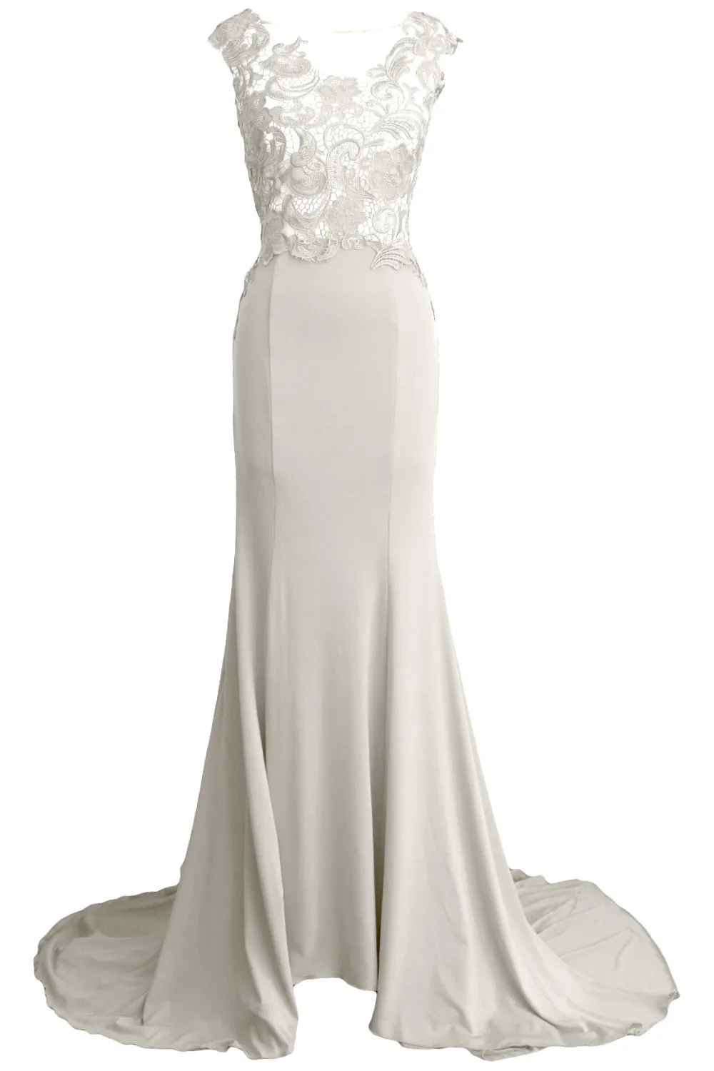 MACloth Women Mermaid Long Prom Dress 2017 Lace Jersey Formal Party Evening Gown