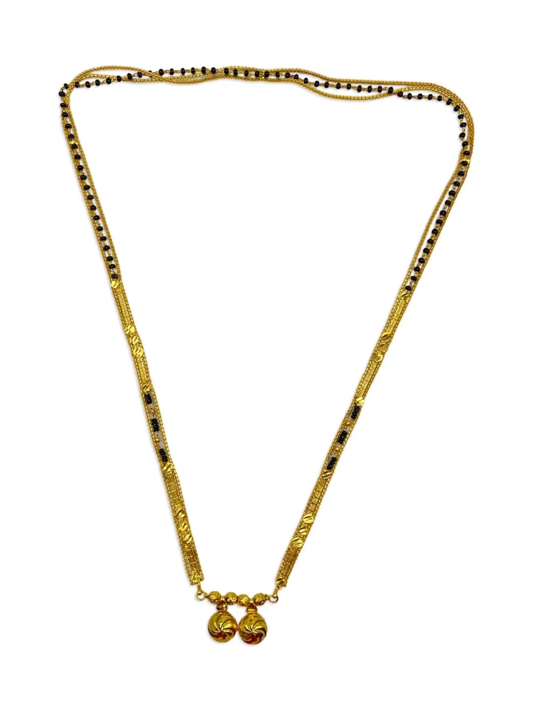 Maharashtrian Long Mangalsutra Vati Designs Layered Black Beads Gold Chain