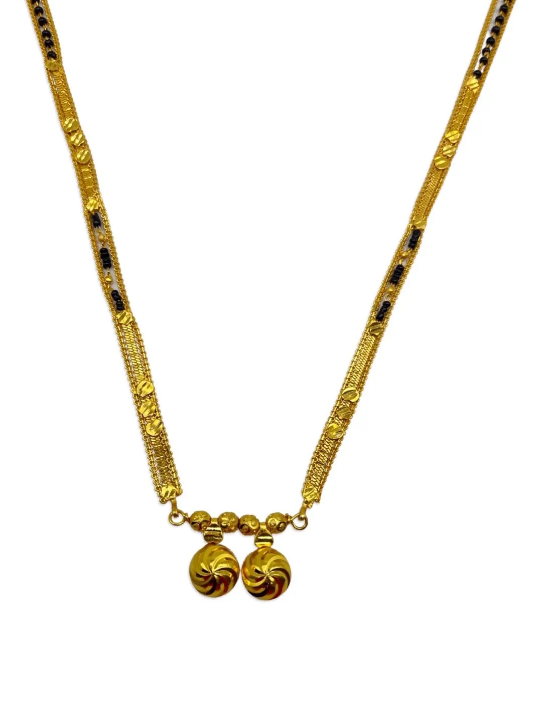 Maharashtrian Long Mangalsutra Vati Designs Layered Black Beads Gold Chain