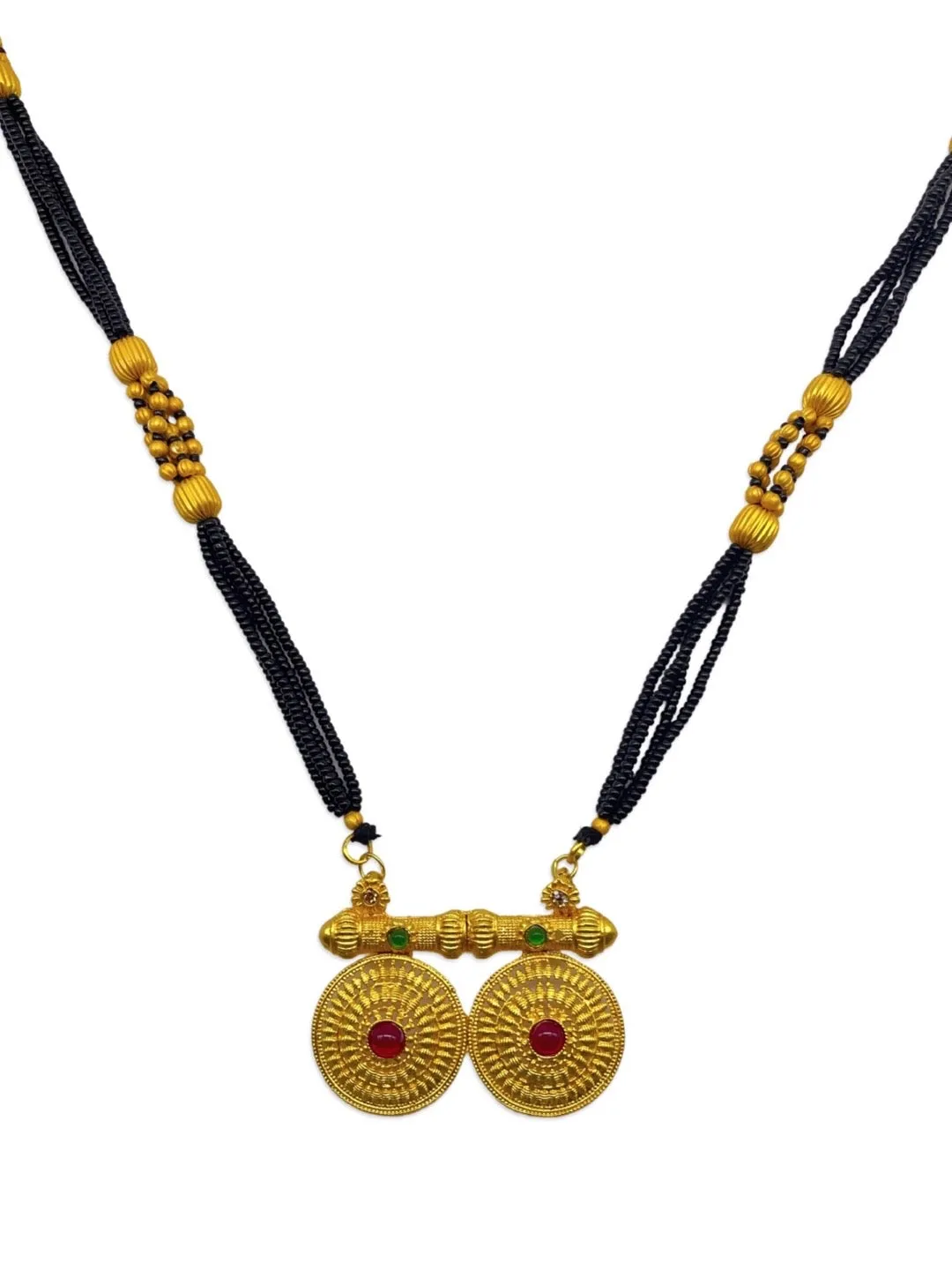 Maharashtrian Long Mangalsutra Vati Designs Layered Gold And Black Beads Chain