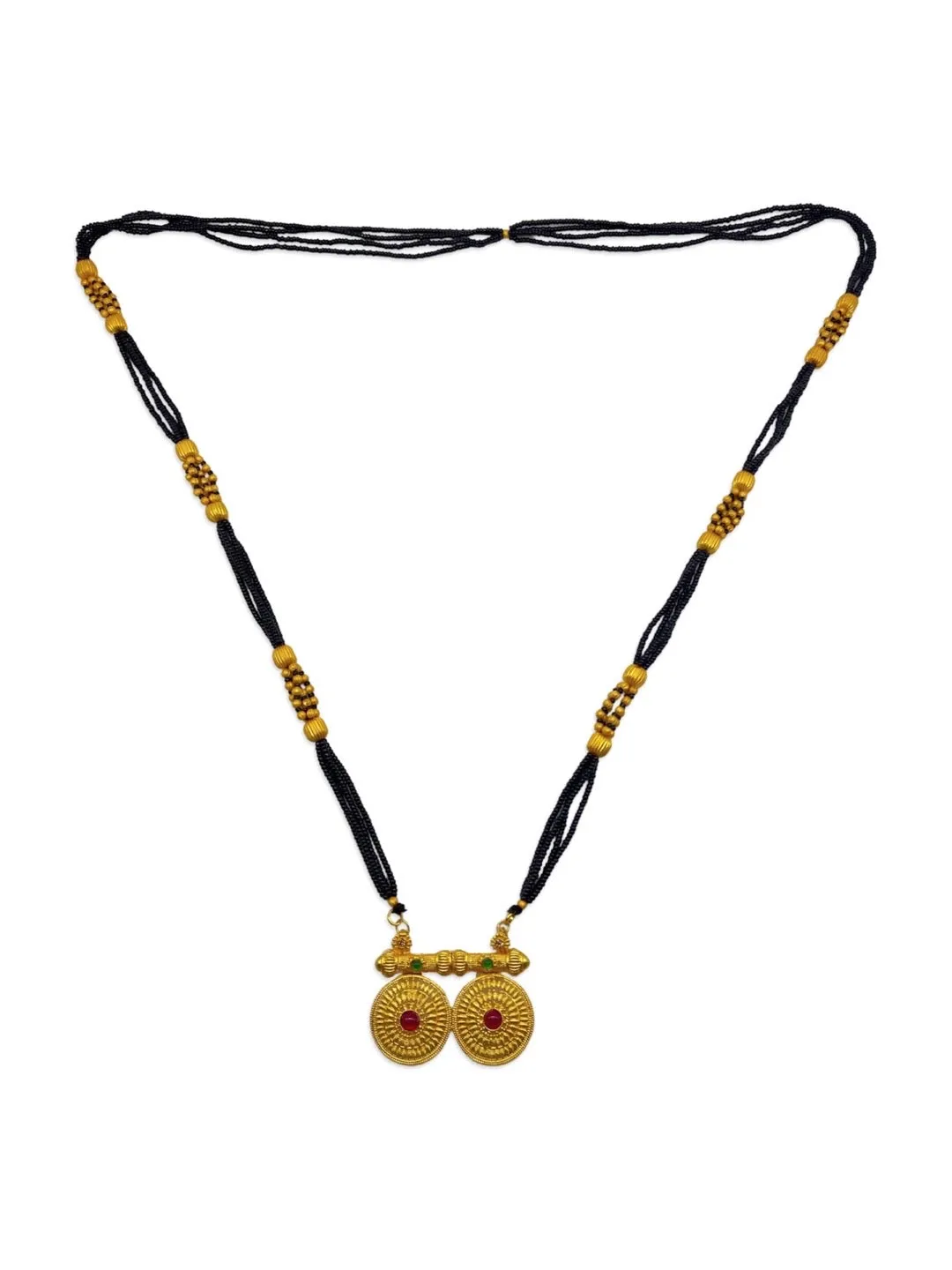 Maharashtrian Long Mangalsutra Vati Designs Layered Gold And Black Beads Chain