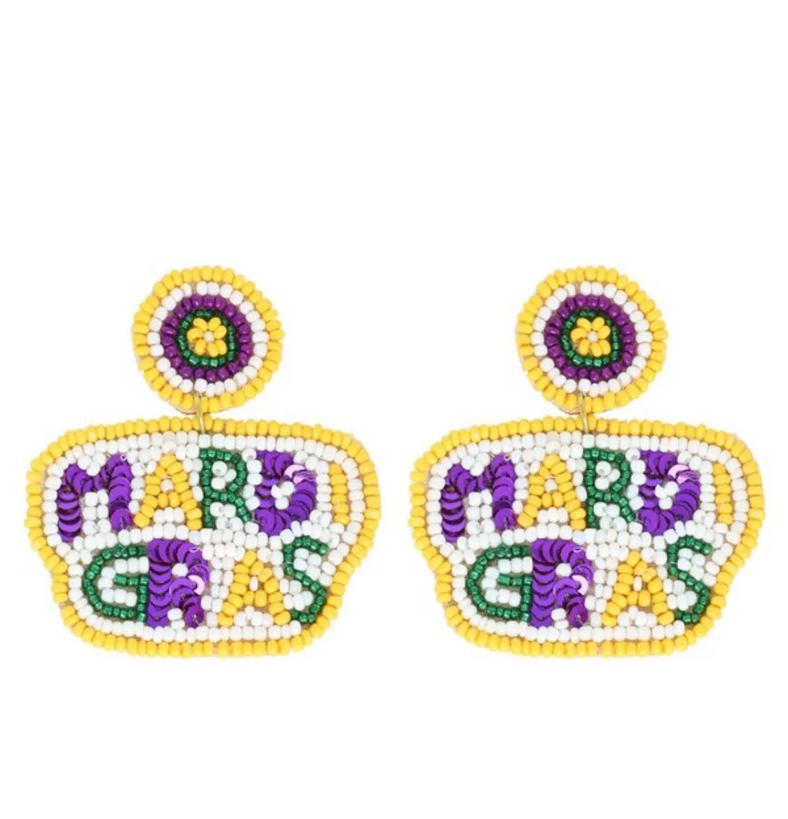 Mardi Gras Beaded Earrings
