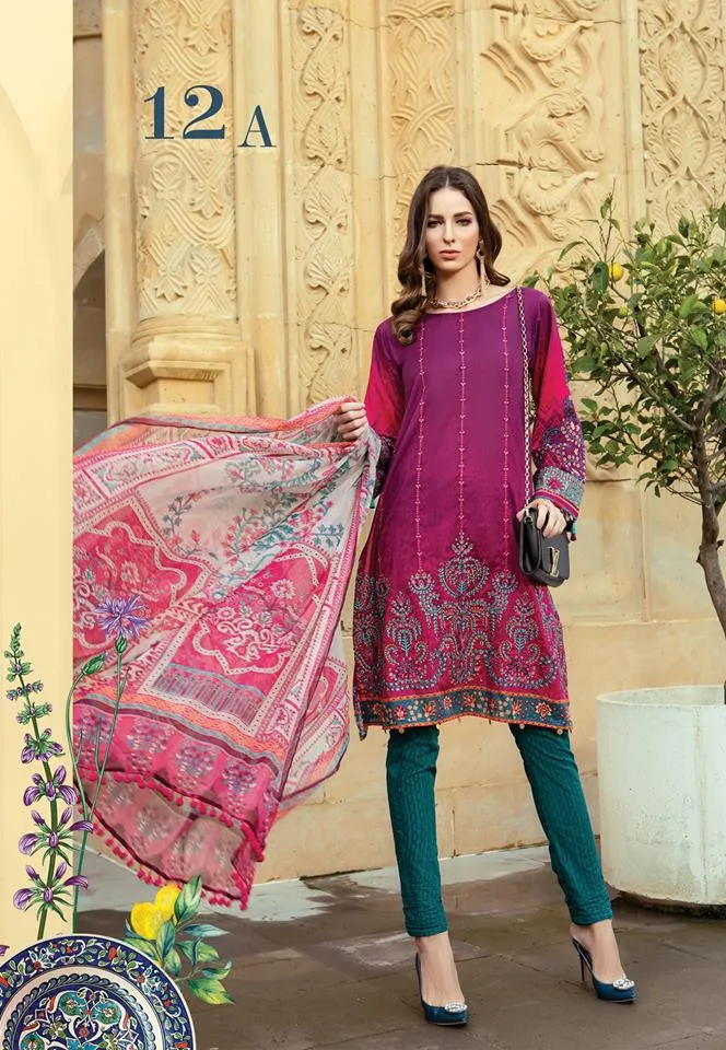 Maria b. Summer 2019 Cotton-Lawn Pink Embroidery Suit