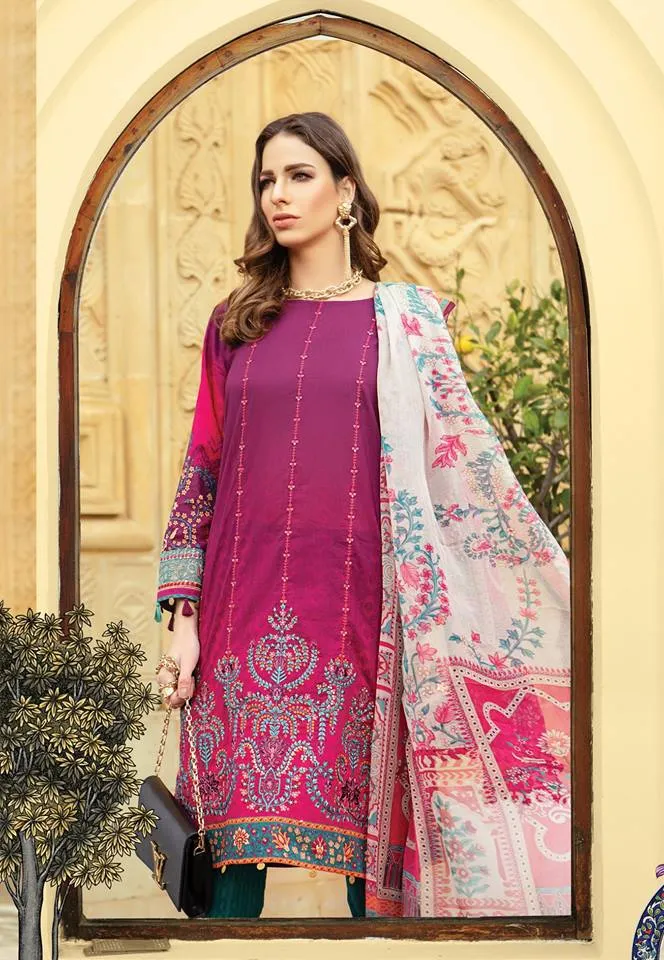 Maria b. Summer 2019 Cotton-Lawn Pink Embroidery Suit