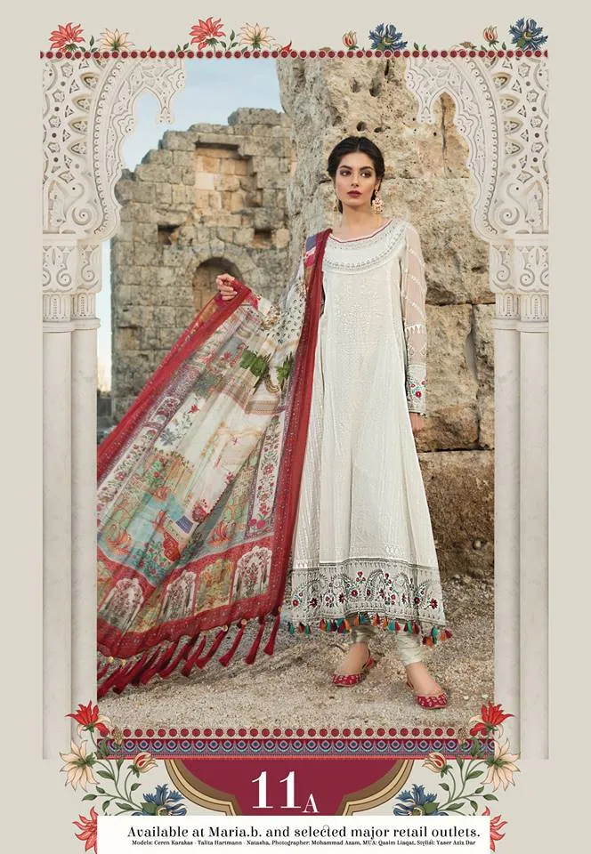 Maria B. Summer Cotton-Lawn Collection - Off-White Colored with Embroidery