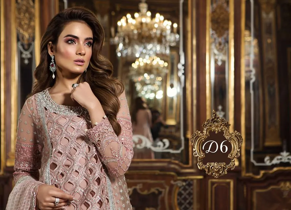Maria B. Wedding Collection- Light Pink Colored with Silver Accents and Embroidery
