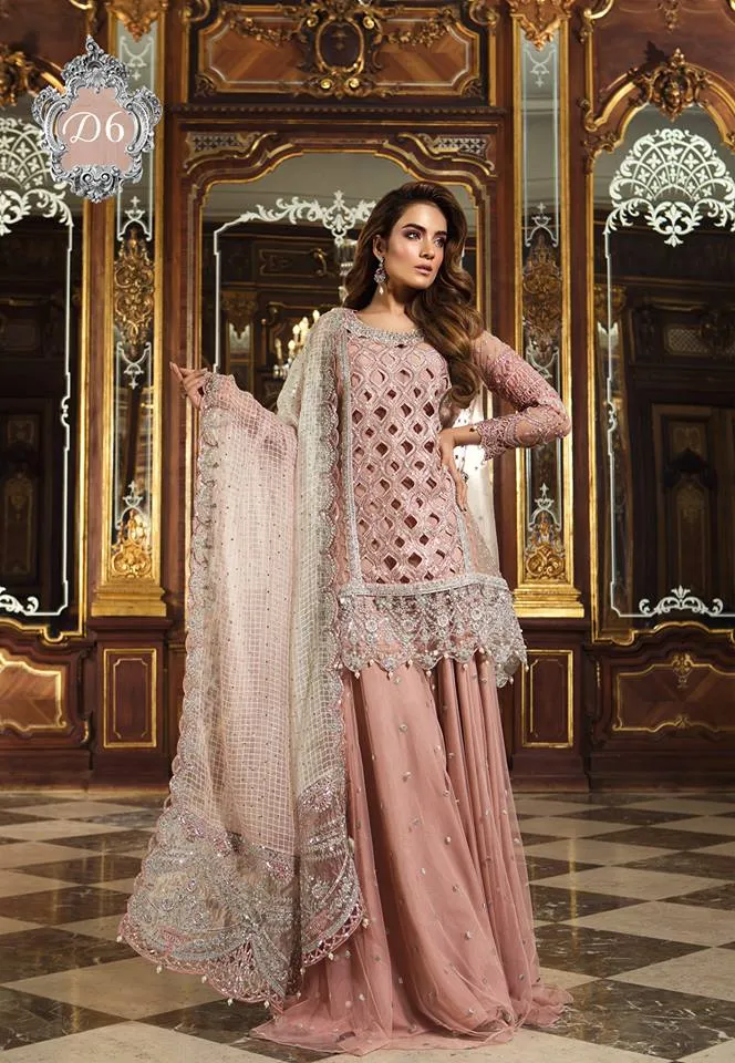 Maria B. Wedding Collection- Light Pink Colored with Silver Accents and Embroidery