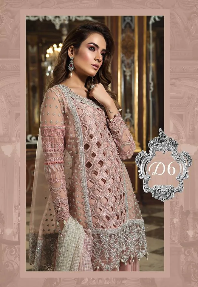 Maria B. Wedding Collection- Light Pink Colored with Silver Accents and Embroidery