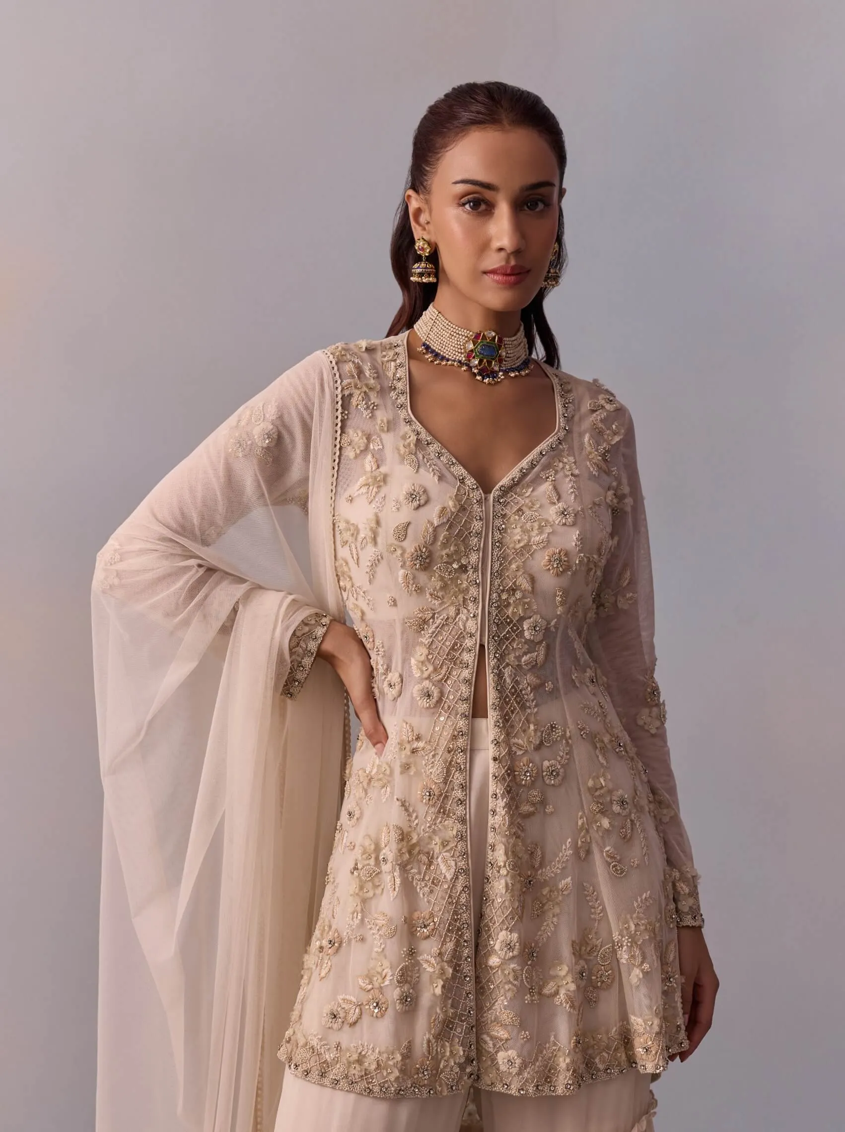 Mariam off-white sharara set