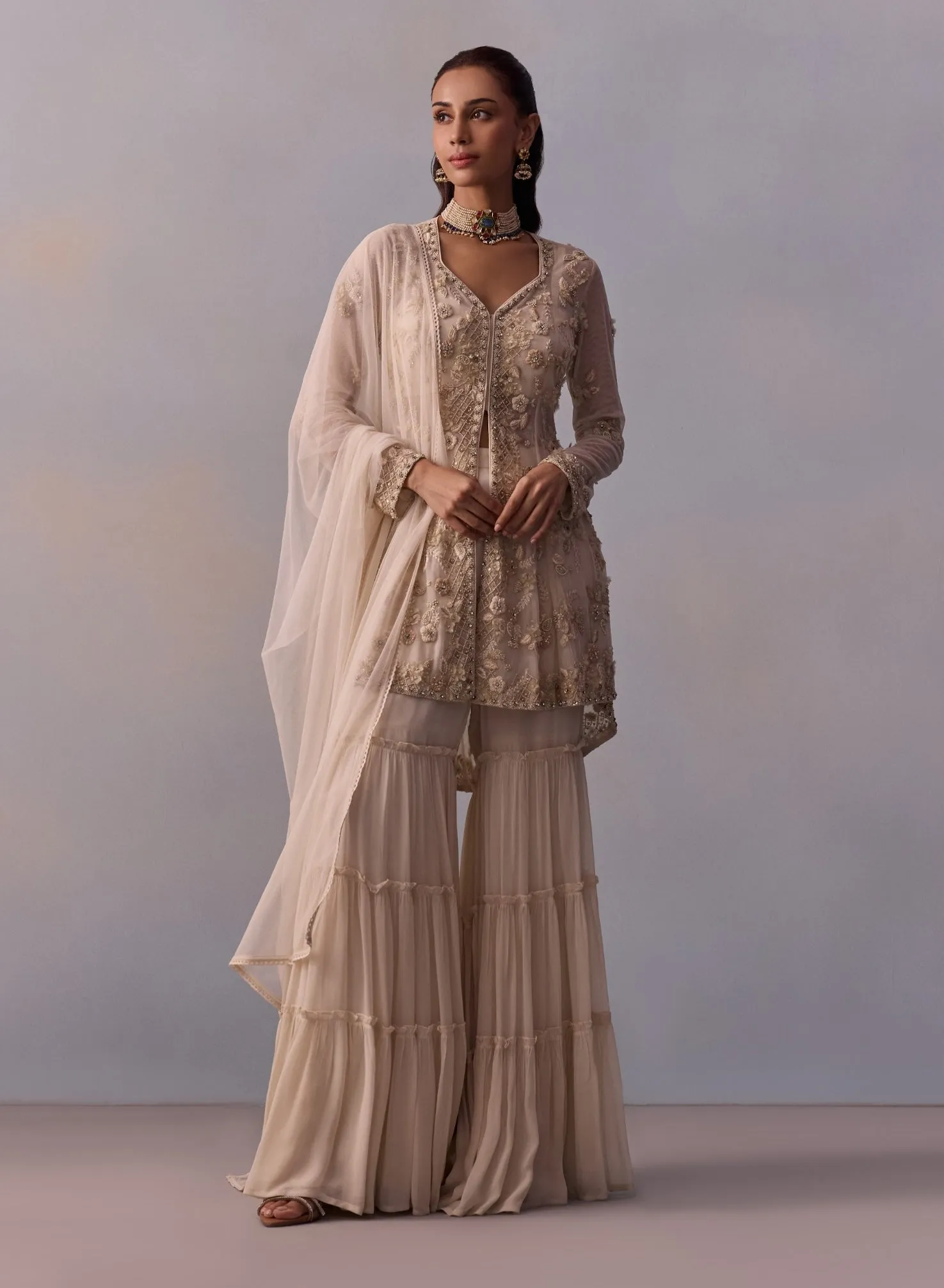 Mariam off-white sharara set