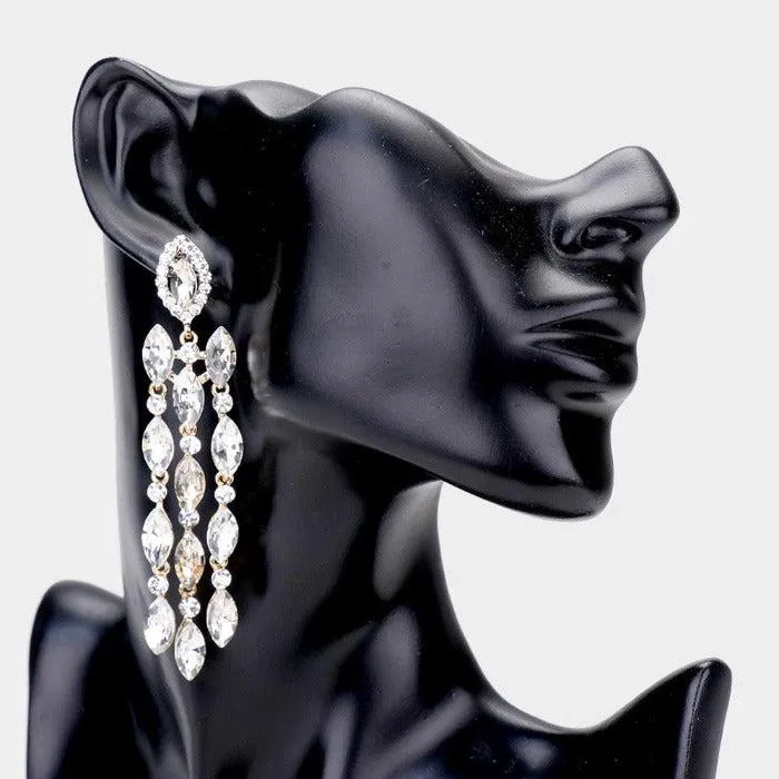 Marquise Clear Crystal Drop Gold Earrings