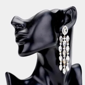 Marquise Clear Crystal Drop Gold Earrings