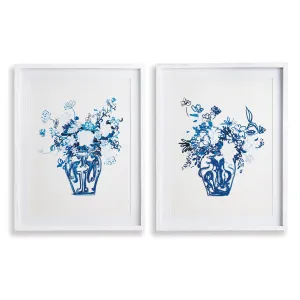 Matched Pair Floral Prints, Set Of 2
