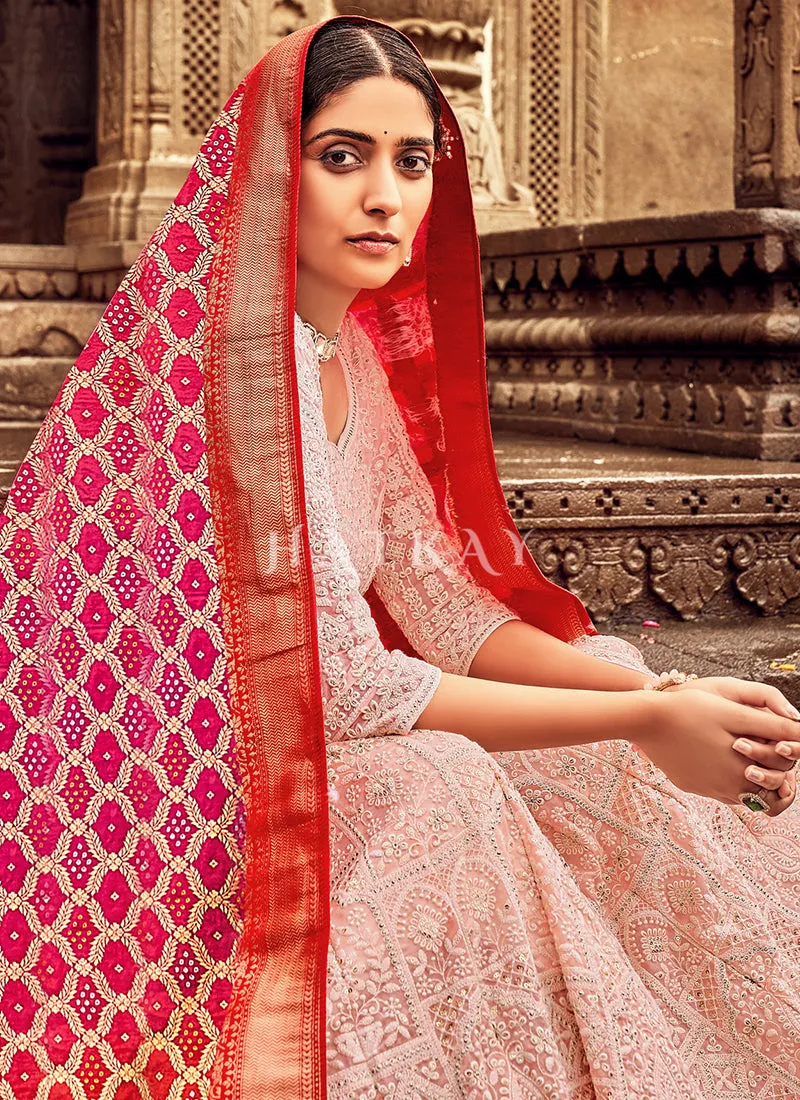 Mauve And Pink Embroidery Georgette Lehenga Choli