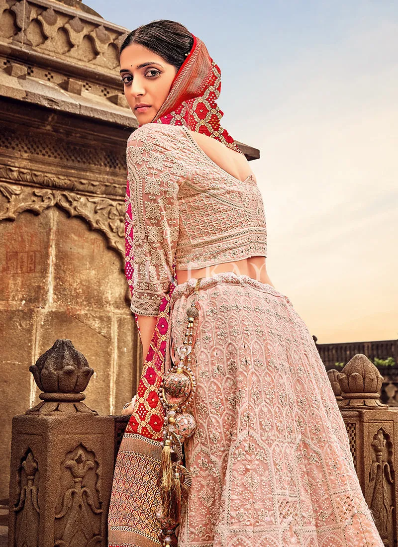 Mauve And Pink Embroidery Georgette Lehenga Choli